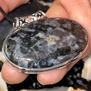Large Oval Indigo Gabbro Pendant 1 1/2”x2”